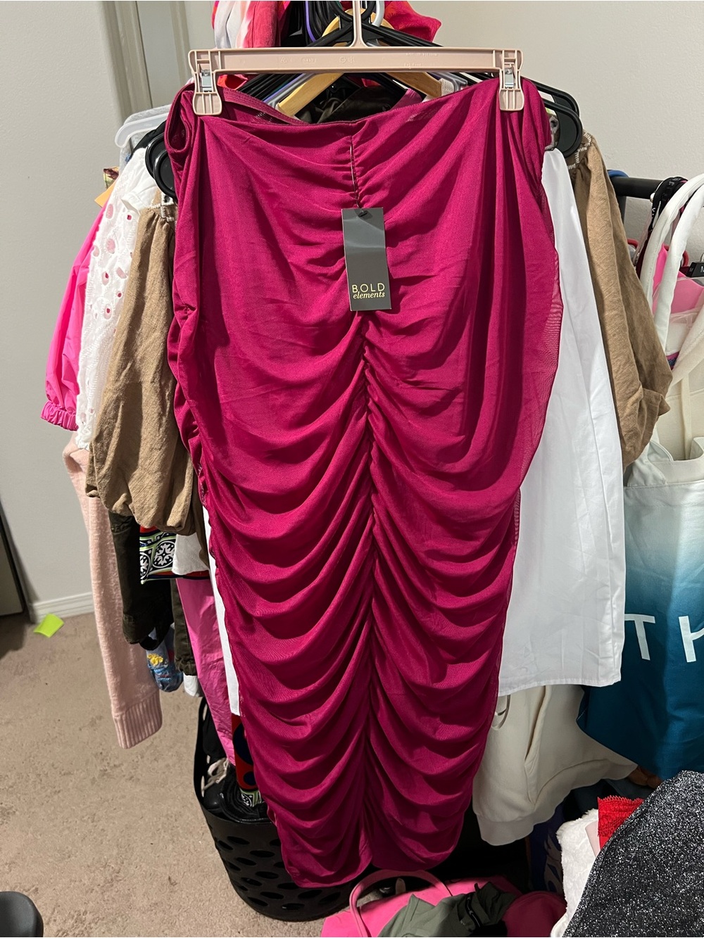 BOLD elements Ruched Berry Midi/Maxi  Skirt - Picture 5 of 12